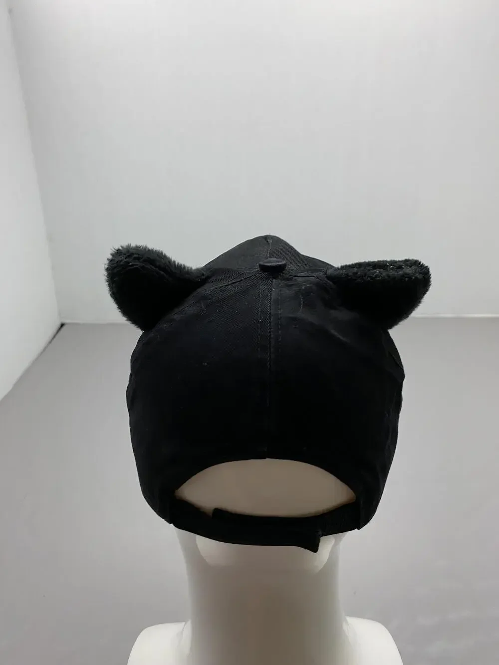 Hat Cap Strap Back One Size Black Cat Ear MEOW Embroidered Adjustable Youth Girl